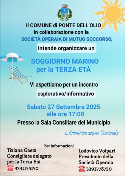 Incontro esplorativo per organizzare soggiorno marino per la terza eta'